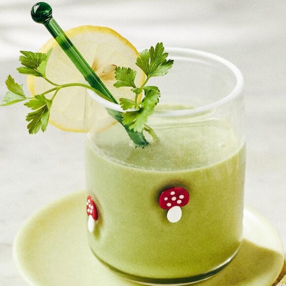 NIB Anthropologie Mushroom Beaded Icon Juice Glass - Picture 1 of 3